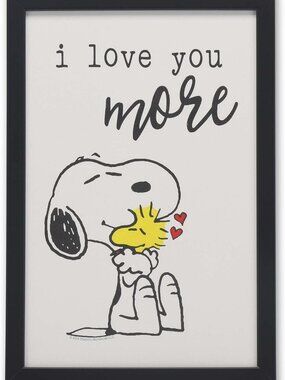 Framed Wood Wall Decor - Peanuts Snoopy & Woodstock 'I Love You More' Art